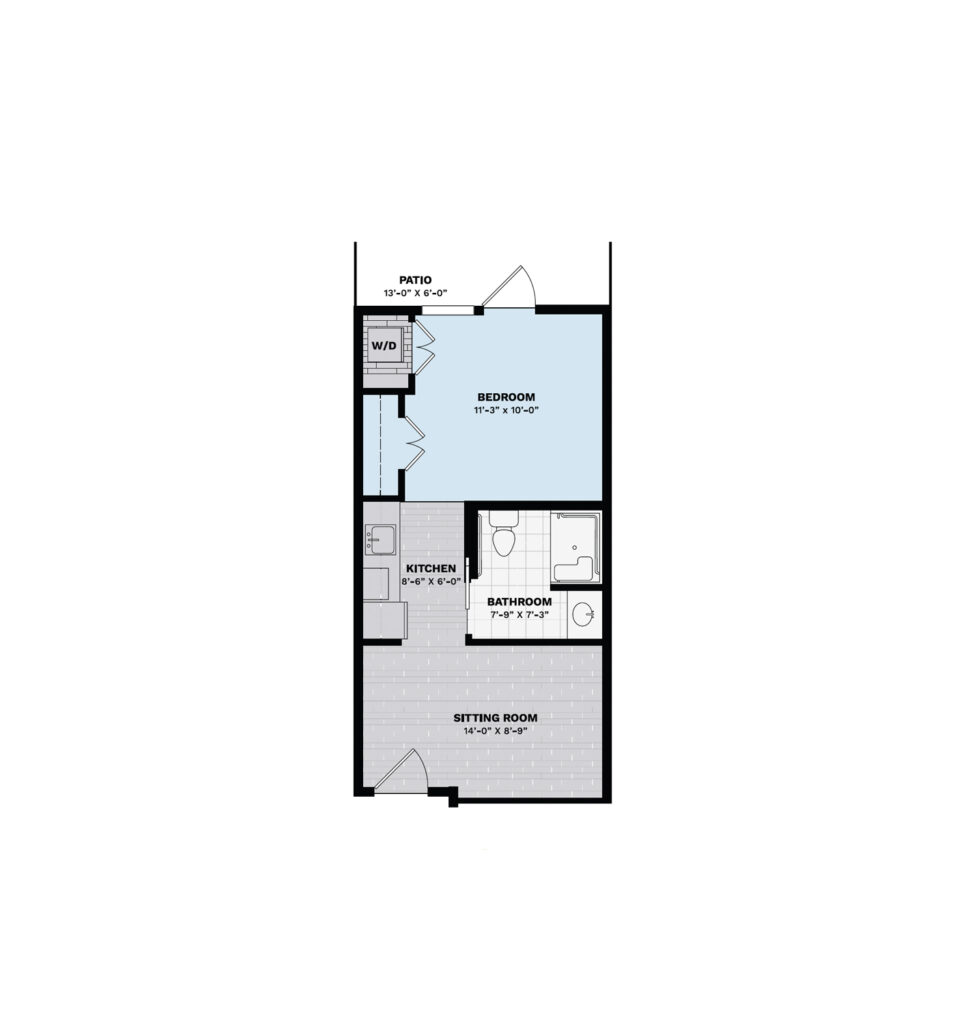 Assisted Living Alcove One Bedroom floor plan image.