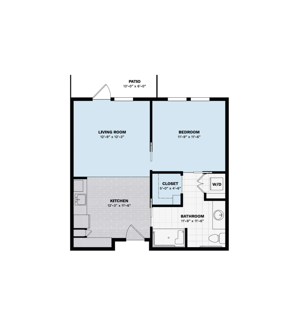 Assisted Living One Bedroom floor plan image.