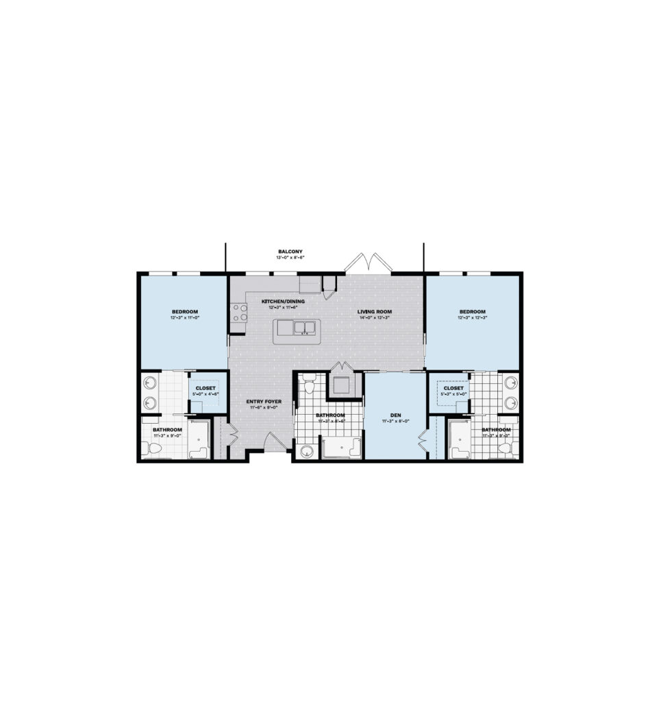 Independent Living Club Two Bedroom Deluxe floor plan image.