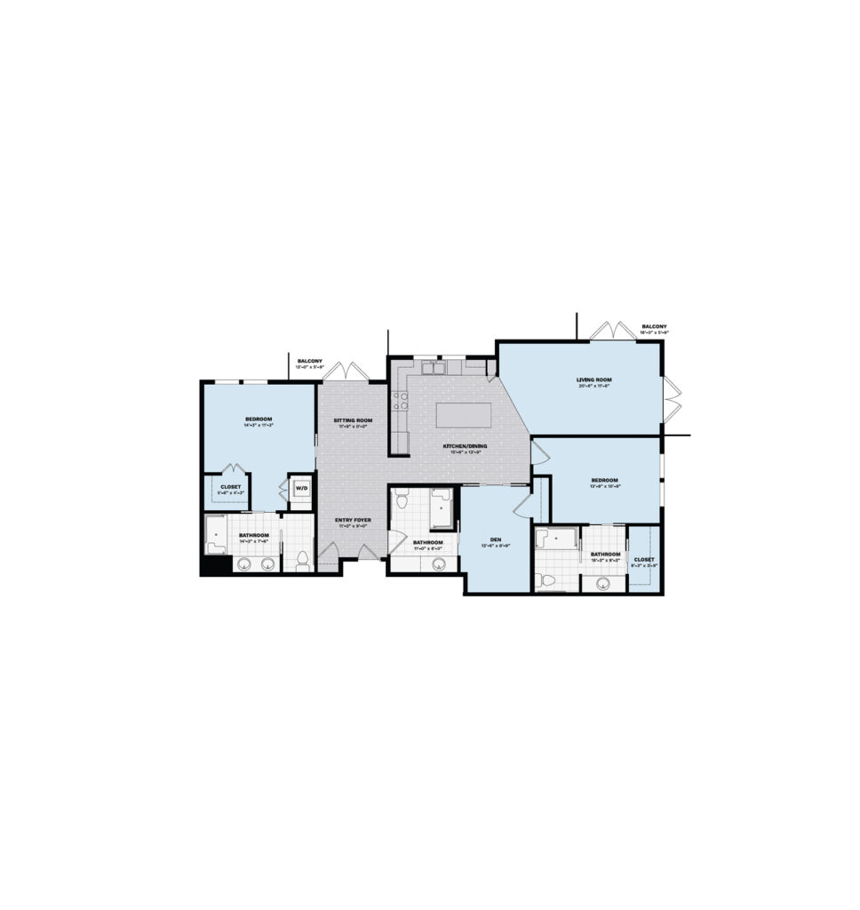 Independent Living Club Two Bedroom Grande floor plan image.