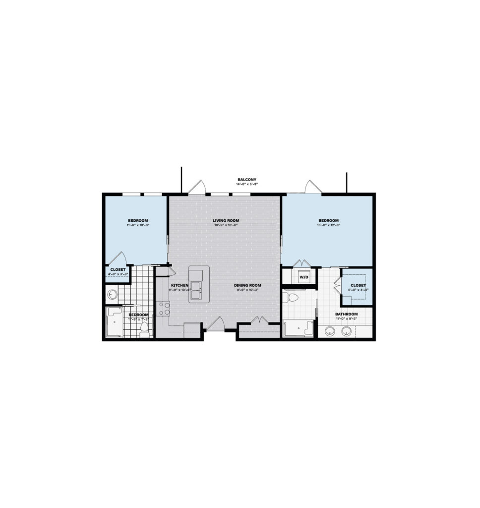 Independent Living Club Two Bedroom Plus floor plan image.