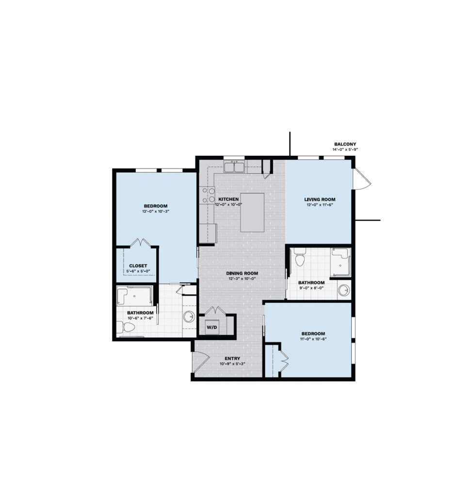 Independent Living Club Two Bedroom floor plan image.